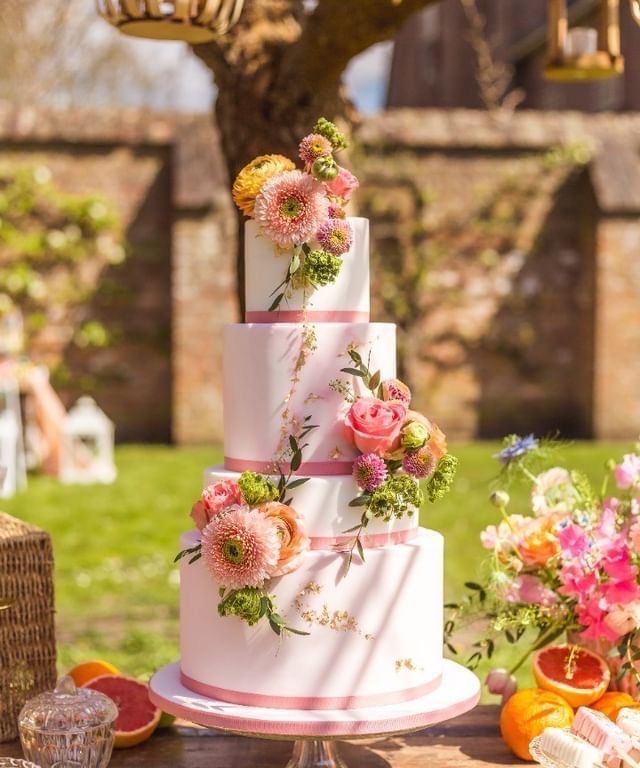 roze fotozoet bruidstaart